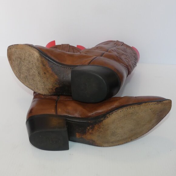 Men\'s Dan Post brown leather pull on classic western cowboy boots sz 10.5 EW